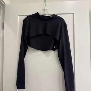 Athleta Black Cropped Long-Sleeve Athletic Top